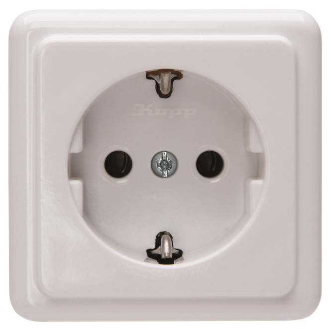 KOPP AP Schuko 1fach 101802000 arktis-weiss mit Bodenplatte - 264624