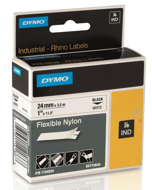 DYMO Rhino-Band IND Nylon 1734524 24mm x 3,5m schwarz auf weiss Befestigungsmaterial
