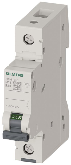 Siemens Automat B 10A 5SL61106 230/400V 6kA 1p Zählerschr./Verteilg