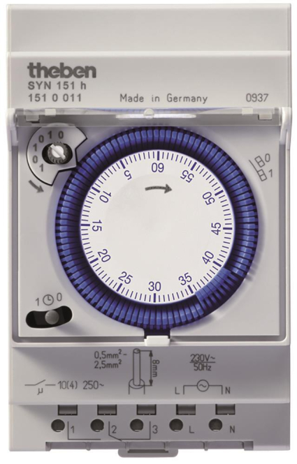 4003468151006 - THEB Zeitschaltuhr analog SYN151H 60-Min Programm ohne Gangreserve 96SE 4003468151006 - THEB Zeitschaltuhr analog SYN151H 60-Min Programm ohne Gangreserve 96SE