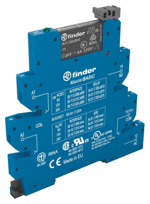 Finder EMR-Koppelrelais-MasterBASIC 39.11.0.012.0060 1W 6A 12VAC/DC Finder EMR-Koppelrelais-MasterBASIC 39.11.0.012.0060 1W 6A 12VAC/DC