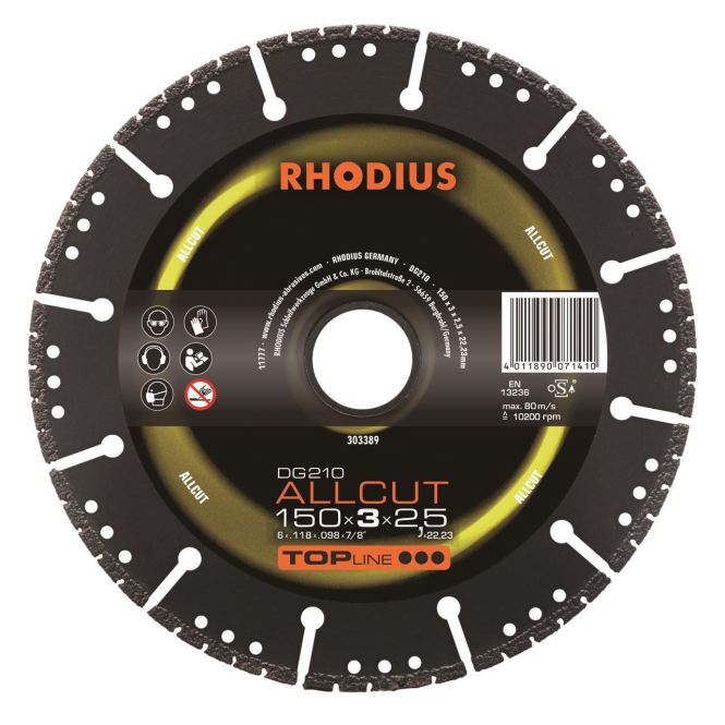 4011890071410 - Rhodius Abrasives - rhodius DG210 allcut 1 Stück 150 x 30 x 25 mm Diamanttrennscheibe 4011890071410 - Rhodius Abrasives - rhodius DG210 allcut 1 Stück 150 x 30 x 25 mm Diamanttrennscheibe