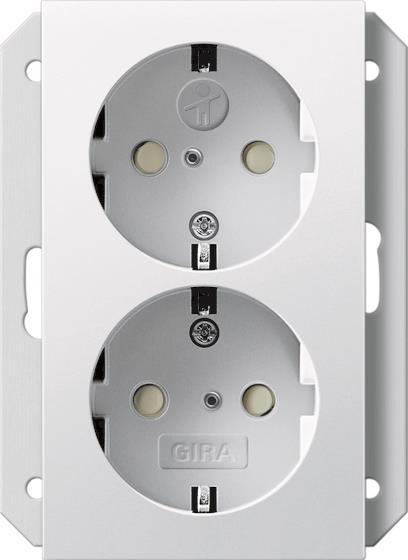 4010337881117 - GIRA 273103 SCHUKO-Doppelsteckdose SH fUP-Dose 1f System 55 Reinweiß glänzend 4010337881117 - GIRA 273103 SCHUKO-Doppelsteckdose SH fUP-Dose 1f System 55 Reinweiß glänzend