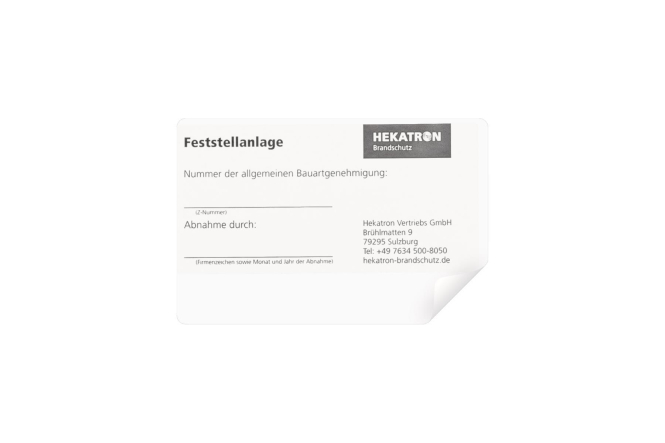 Hekatron Abnahmeschild FSA 3740888 - 3963421