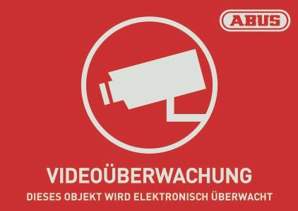 ABUS Warnaufkleber Video -D- AU1420 148x105mm rot mit Abus Logo