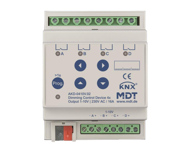 MDT AKD-0410V.02 Dimmaktor 4fach 4TE REG 1-10V m.RGBW - 4195213