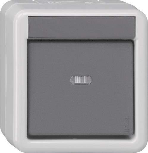 GIRA 515130 Taster-BA 1fach Kontroll- fenster+ 1-Punkt KNX WG AP IP44 - 4327108