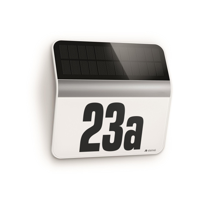 4007841007140 - Led Solarleuchte XSolar lh-n silber mit Hausnummer und Dämmerungssensor Hausnummern-Leuchte - Steinel