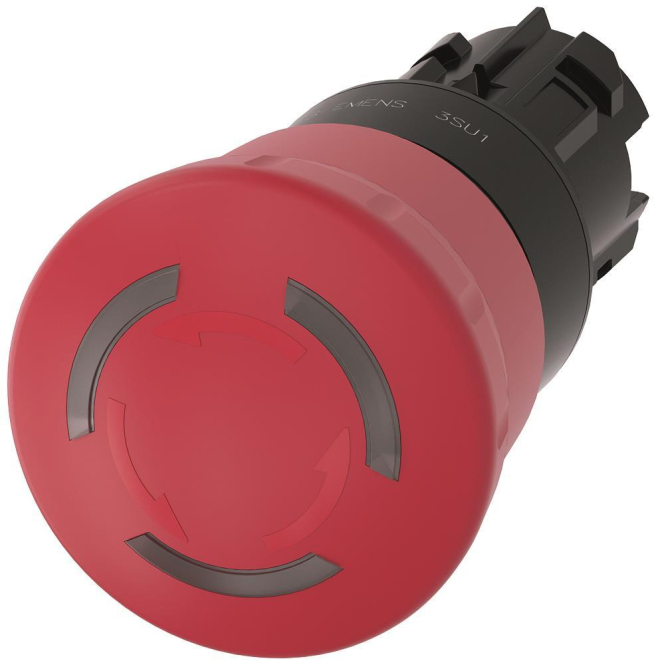 Siemens 3SU10011HB200AA0 Not-Halt-Pilz- drucktaster bel. 22mm rund rot Drehent. Ind-Schaltgeraete