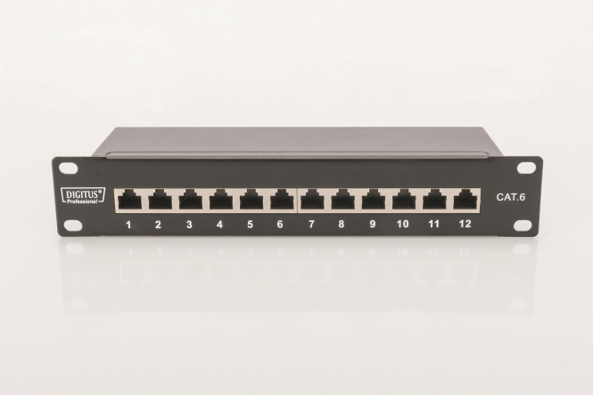 ASSM Patch Panel CAT 6 Kl.E DN-91612S geschirmt 12-Port, RJ45 sw Netzw.Telekomm