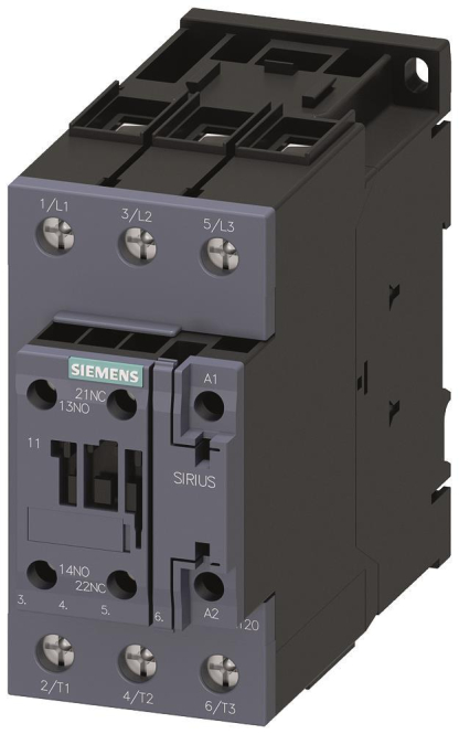 SIEM Koppelschütz AC 3: 3RT2036-1KB40 22kW/400V, 1S+1Ö, DC 24V, 3pol. S2 Ind-Schaltgeraete