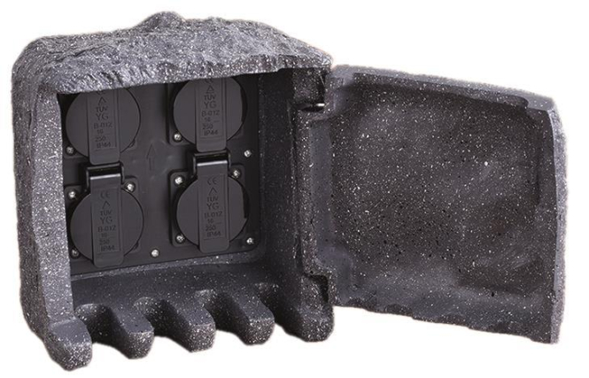 4017807305784 - Leuchten - Außensteckdose Steinoptik 4 fach Gartensteckdose IP44 - 5m Zuleitung 4017807305784 - Leuchten - Außensteckdose Steinoptik 4 fach Gartensteckdose IP44 - 5m Zuleitung