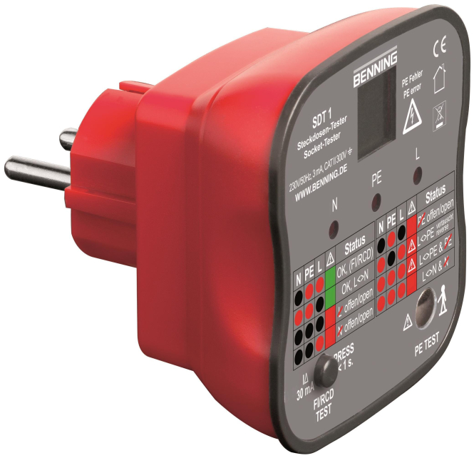 4014651200531 - BENNI Steckdosentester SDT1 für PE-Fehlererkennung 020053 4014651200531 - BENNI Steckdosentester SDT1 für PE-Fehlererkennung 020053