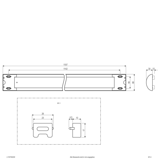 EVN LED-Anbauleuchte opal ws L11973502W 35W 3325lm 3000K B80mm L1197mm - 5018101