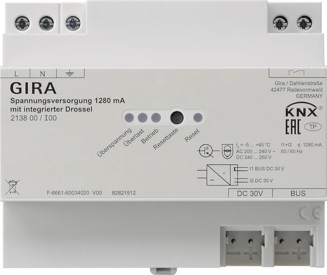 4010337023241 - GIRA 213800 Spannungsversorgung 1280mA Drossel OneKNX REG 4010337023241 - GIRA 213800 Spannungsversorgung 1280mA Drossel OneKNX REG