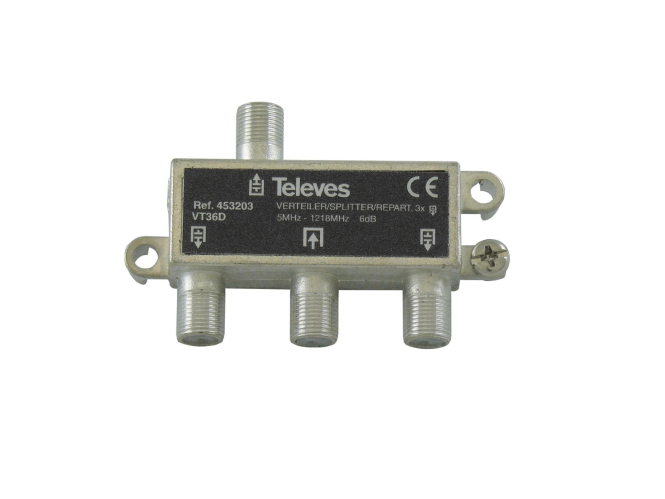 Televes 3-fach Verteiler VT36D 5-1218MHz VD:6dB 453203