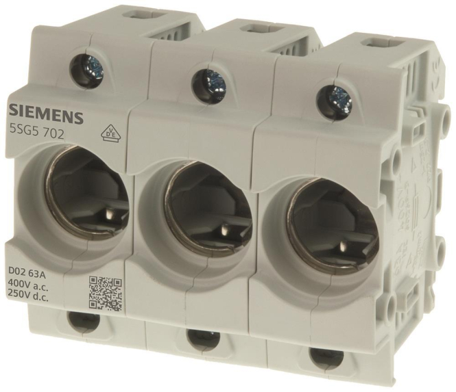 Siemens 5SG5702 D02 63A 70mm 3pol Neozed Sicherungssockel Schnappbefest. (Inhalt 5 Stück)