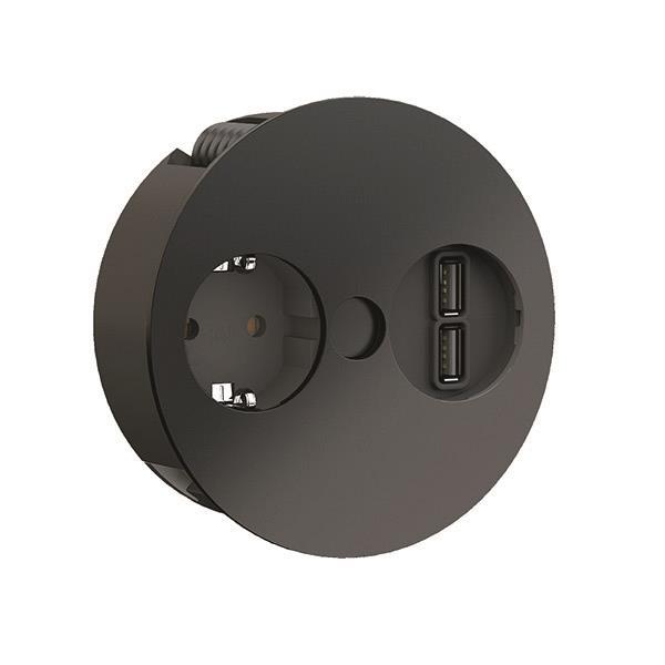 Bachmann TWIST 1xSchuko 1xUSB 931.131 Charger sw matt