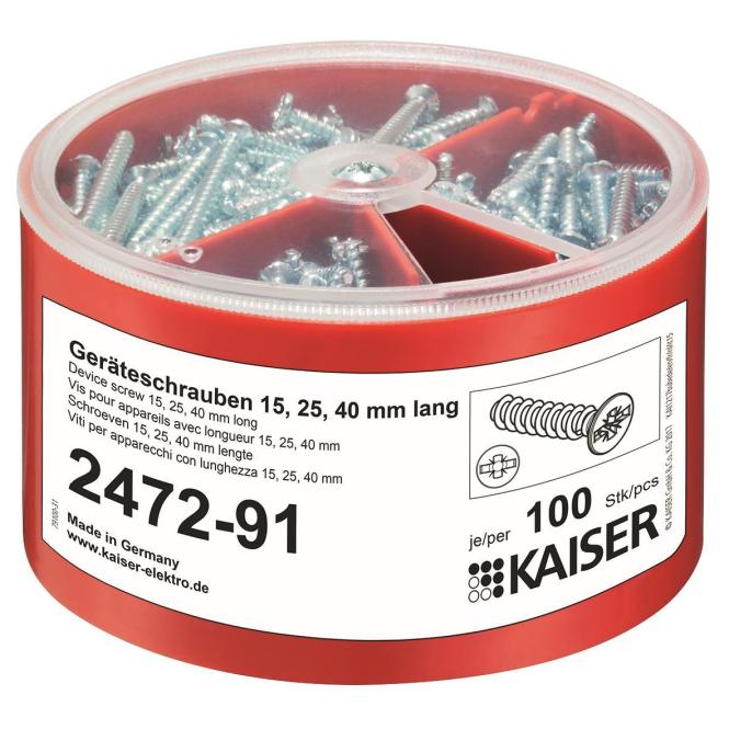 Kaiser Geräteschrauben-Box 2472-91 ** je 100 Schrauben Ø3,2xLänge - 5526632