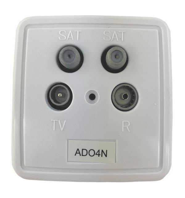 Televes TWIN-Stichleitungsdose ADO4N 4-fach m.AP-Rahmen+Pl. reinweiß 516110