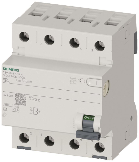 Siemens 5SV36444KK14 FI- 5SV3644-4KK14 Schalter Typ B+ 40A 3+N-pol 300mA 400V Zählerschr./Verteilg