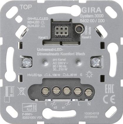 4010337063827 - GIRA 540200 S3000 Uni-LED-Dimmeinsatz Komfort 2fach Einsatz 4010337063827 - GIRA 540200 S3000 Uni-LED-Dimmeinsatz Komfort 2fach Einsatz