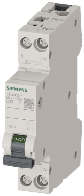 Siemens Leitungsschutzschalter 5SL6013-7 230V 6KA, 1+N-POLIG/1TE C13 Zählerschr./Verteilg