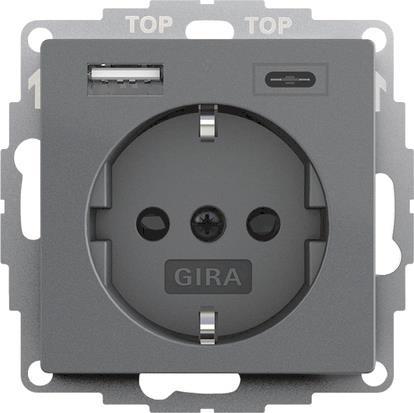 GIRA 245928 SCHUKO-Steckdose Shutter USB 2f Typ A/C System 55 - 5958733