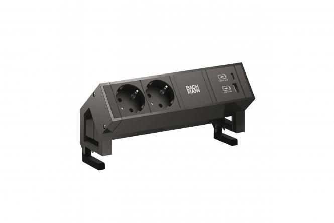 Bachmann DESK2 2xCEE7/3 1xUSB 902.962 A&C 22W 0,2m GST18 RAL9005