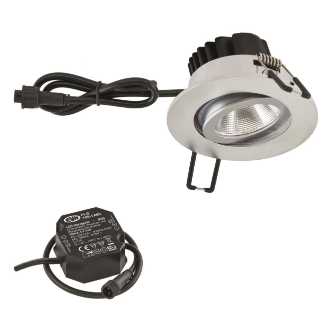 4037293024198 - EVN LED Einbaustrahler IP65 PC650N615D2W chrom matt 6W D2W 2-3000K 60-600lm DA68