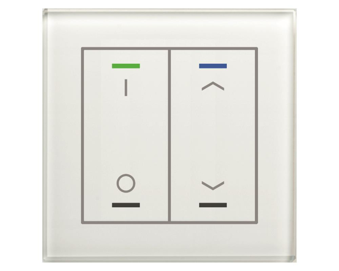 MDT Glastaster II Light 2-fach RGBW mit Temperatursensor Weiß Schalten_Jalousie