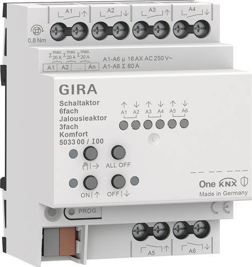 GIRA 503300 Schalt-/Jalousieaktor 6/3fach 16A REG Komfort KNX Secure - 6156826
