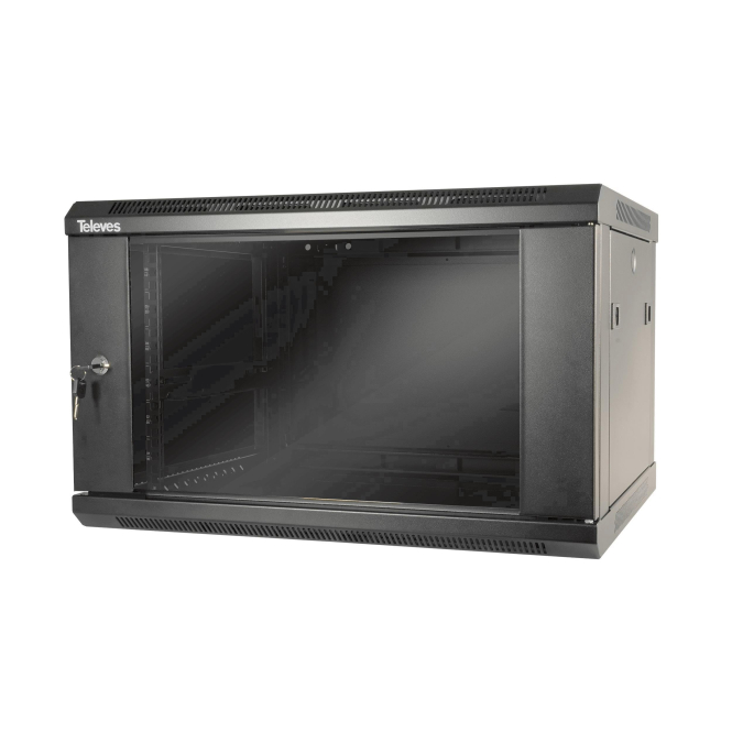 Televes Wandverteiler 19z 6+2HE MSR196B in Einzelteilen 233105 schwarz RAL 9005