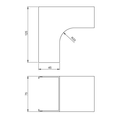 Unex Inneneck reinweiß RAL9010 31321-02 45x75 U24X Verlegesys/Verbi.Mat