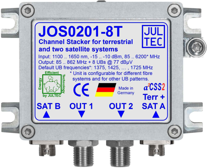 Jultec Einkabelumset. f.2 SAT JOS0201-8T u.Terrestrik 2xGlasfaser FC/PC 8xRec.