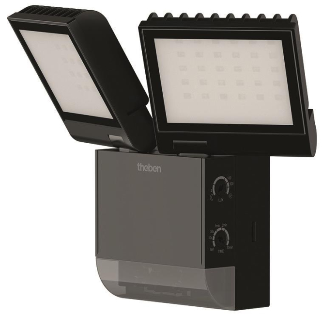 Theben LED-Strahler m theLeda S17-100 BK Bewegungsmelder f.Wandmontage 1020803