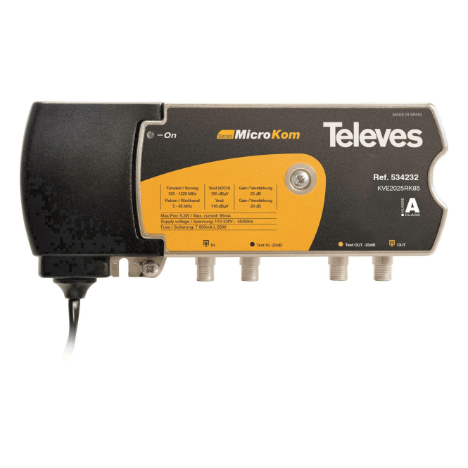 8424450269763 - Televes BK-Verstärker KVE2025RK85 20 25dB mRK 5-85MHz 20dB