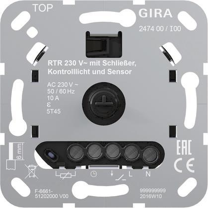GIRA 247400 Raumtemperaturregler 230V Schließer Kontroll FBH Einsatz - 6803968