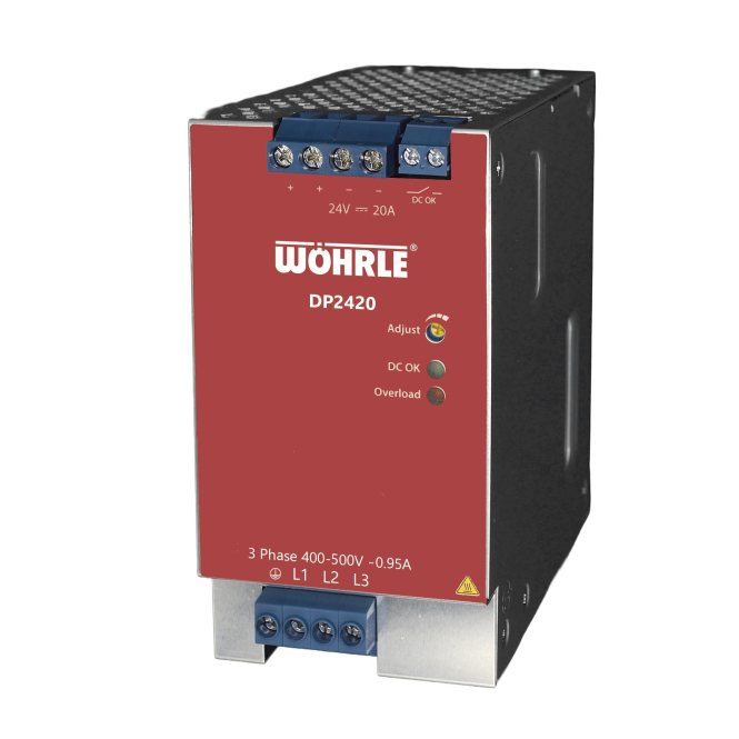 Wöhrle Netzgerät 3ph. E:340-550V DP2420 AC A:24VDC 20A Rel.DC-OK LED Power-Boost