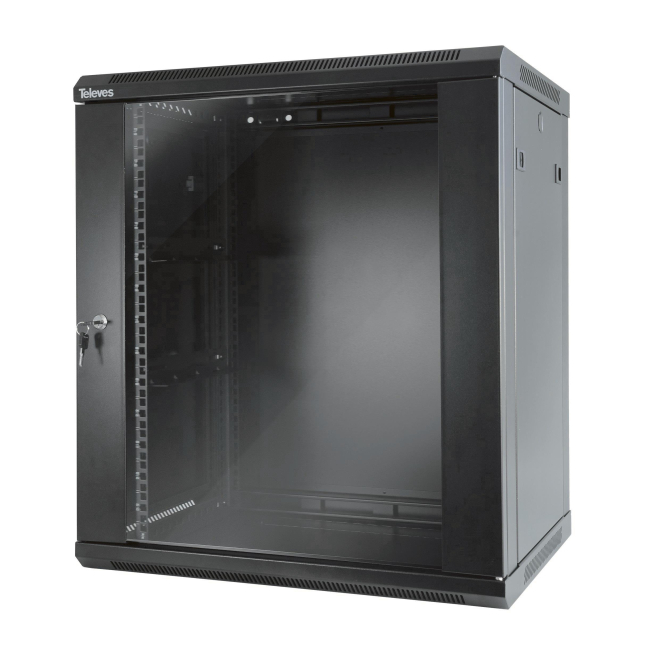 8424450271728 - Televes Wandverteiler 19z 15+2HE MSR1915 600x450mm montiert schwarz RAL 9005