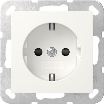 GIRA 475527 SCHUKO-Steckdose m.Shutter o.Krallen System 55 Reinweiß seidenmatt