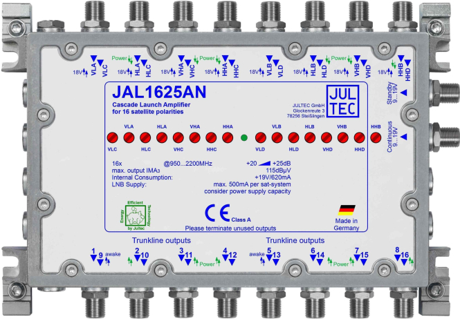 Jultec Sat- JAL1625AN Kaskadenstartverstärker, 16x 25dB