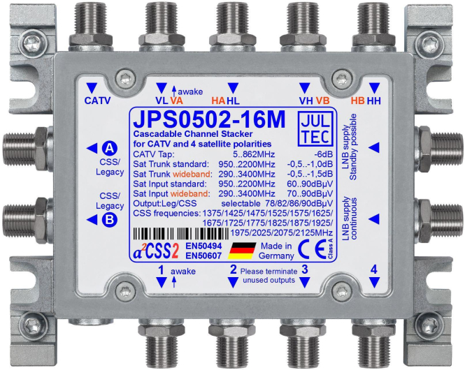 Jultec Einkabelmultischalter JPS0502-16M 5 auf 2/16UB ohne Netzteil