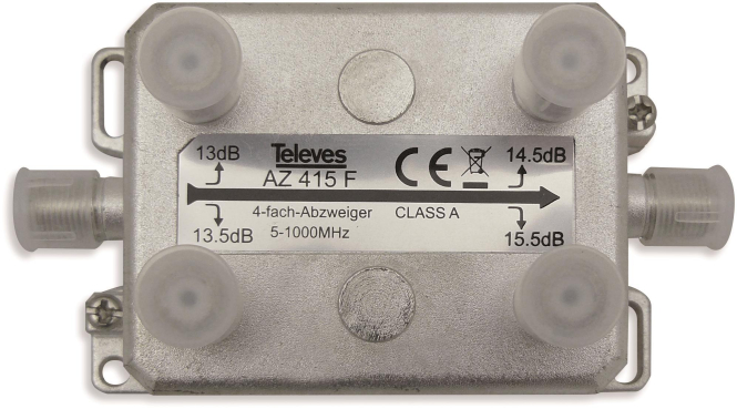 Televes Abzweiger 4fach 12-15dB AZ415F