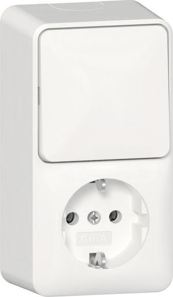GIRA 417613 Kombi Aus-Wechsel/SCHUKO senkrecht AP Reinweiß - 7165600