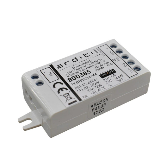 Casambi Dimmer PWM4 PRO 4-Kanal 800385 Empfänger RGBW 12V 72W /24V 144W IP20
