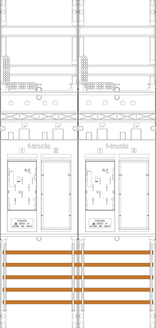 f-tronic Zählerfeld 2-feldrig ER26 H=1050mm 2-eHZ 2Res. 7141002
