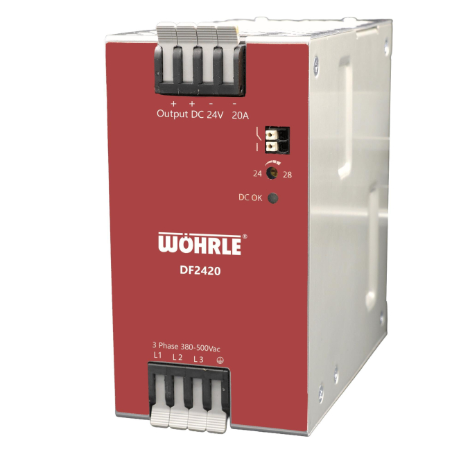 Wöhrle Netzgerät 3ph. E:340-550V DF2420 AC A:24VDC 10A DC-OK LED Relais