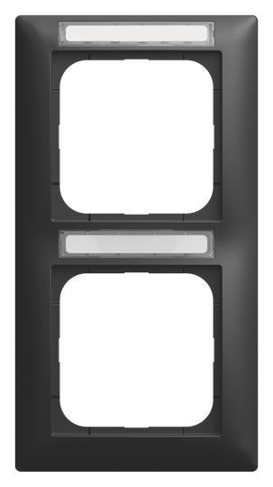 BJ Abdeckrahmen schwarz matt 1722 NS-915 m.Sichtfenster senkrecht 2-fach