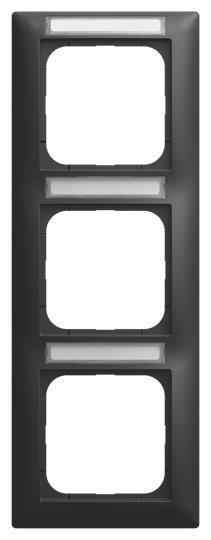 BJ Abdeckrahmen schwarz matt 1723 NS-915 m.Sichtfenster senkrecht 3-fach